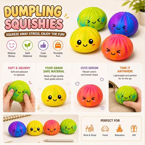 Colorful and Blue Dumpling Squishies New Mystery Squishies Dumpling with Box Stress Relief Balls Sensory Toys Desk Squeeze Toys Gift(2PC) in Saudi Arabia