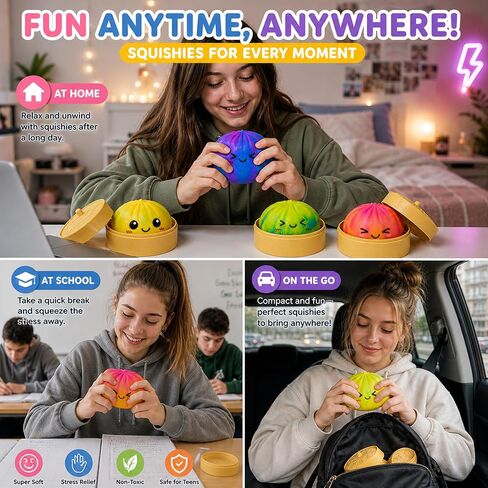 Colorful and Blue Dumpling Squishies New Mystery Squishies Dumpling with Box Stress Relief Balls Sensory Toys Desk Squeeze Toys Gift(2PC) in Saudi Arabia