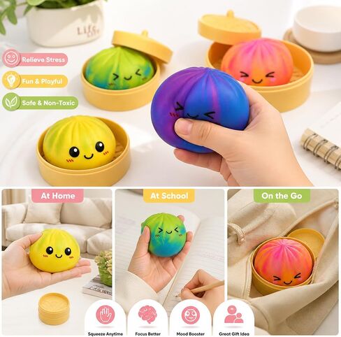 Colorful and Blue Dumpling Squishies New Mystery Squishies Dumpling with Box Stress Relief Balls Sensory Toys Desk Squeeze Toys Gift(2PC) in Saudi Arabia