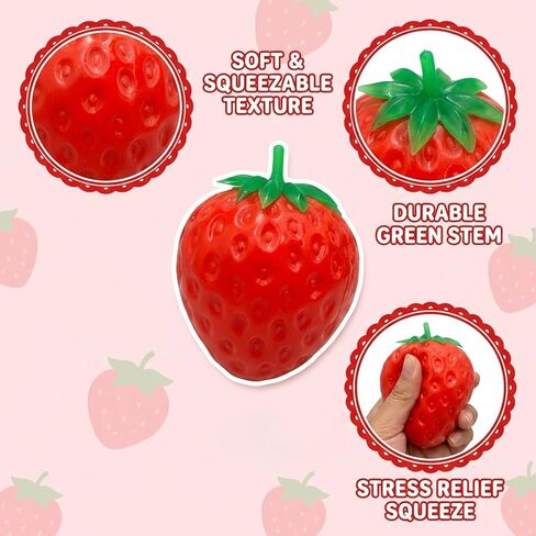 Strawberry Stress Ball, Squishy Strawberry Fruit Emotions Relief Toy for Office and Classroom, Slow Rising Sensory Fidget Toy with Realistic Fruit Shape in Saudi Arabia