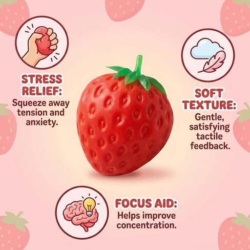 Strawberry Stress Ball, Squishy Strawberry Fruit Emotions Relief Toy for Office and Classroom, Slow Rising Sensory Fidget Toy with Realistic Fruit Shape in Saudi Arabia