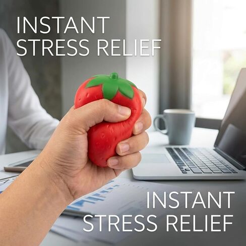 Strawberry Stress Ball, Squishy Strawberry Fruit Emotions Relief Toy for Office and Classroom, Slow Rising Sensory Fidget Toy with Realistic Fruit Shape in Saudi Arabia