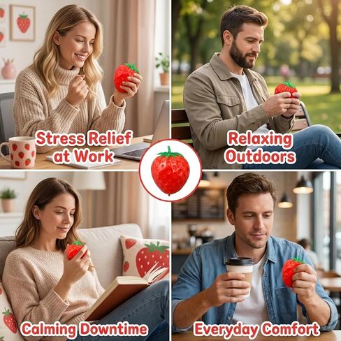 Strawberry Stress Ball, Squishy Strawberry Fruit Emotions Relief Toy for Office and Classroom, Slow Rising Sensory Fidget Toy with Realistic Fruit Shape in Saudi Arabia