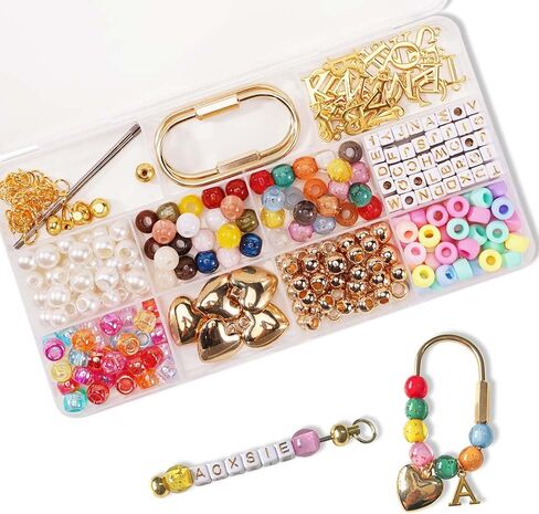 Beads Carabiner Bead Kit Set Ring Key Chain Bar Material for DIY Beaded Bag Charm Keychain Jewelry Making in Saudi Arabia