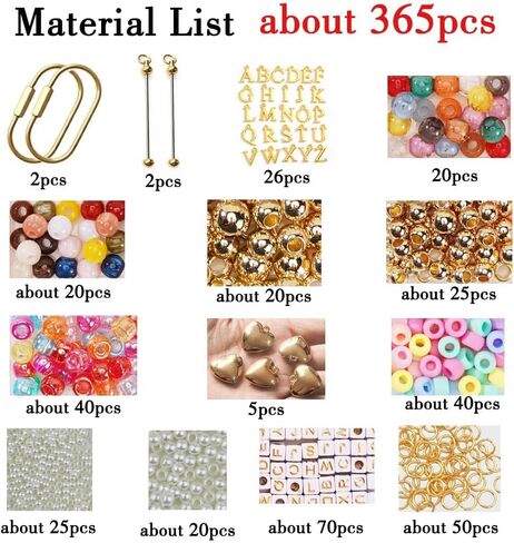 Beads Carabiner Bead Kit Set Ring Key Chain Bar Material for DIY Beaded Bag Charm Keychain Jewelry Making in Saudi Arabia