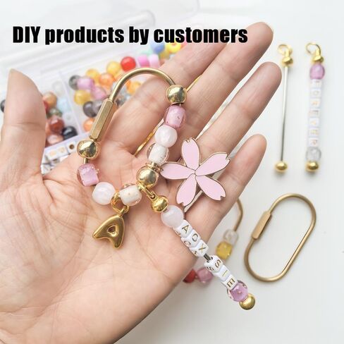 Beads Carabiner Bead Kit Set Ring Key Chain Bar Material for DIY Beaded Bag Charm Keychain Jewelry Making in Saudi Arabia