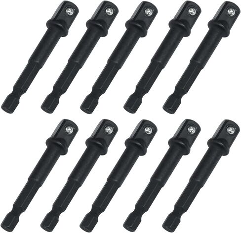 3/8 inch Impact Socket Adapter, 10 Pack Square Socket, 1/4" to 3/8" Socket Adapter Kit for Impact Driver, Automotive DIY, Handle Nut Driver and Drills (Black) in Kuwait