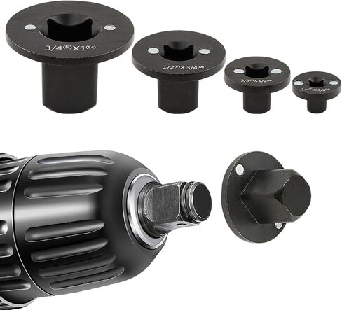 Low-Profile Impact Socket Adapter Set, 4pcs CR-MO Steel Heavy-Duty Impact Convertor 3/4" to 1", 1/2" to 3/4", 3/8" to 1/2", 1/4" to 3/8", Drive Ratchet Adapters, Stackable Design(COLOR:Black) in Saudi Arabia
