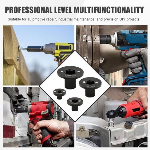 Low-Profile Impact Socket Adapter Set, 4pcs CR-MO Steel Heavy-Duty Impact Convertor 3/4" to 1", 1/2" to 3/4", 3/8" to 1/2", 1/4" to 3/8", Drive Ratchet Adapters, Stackable Design(COLOR:Black) in Saudi Arabia