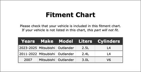 Engine Oil Filter Compatible With Mitsubishi Outlander 2025 2024 2023 2022 2021 2020 2019 2018 2017 2016 2015 2014 2013 2012 2011 2007 P-3532772 in Saudi Arabia