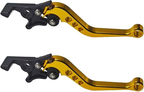 1 Pair Gold Motorcycle Brake Clutch Levers, CNC Aluminum Alloy Handle Set for Scooter Motorbike, Adjustable Replacement Parts in Saudi Arabia