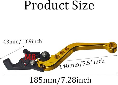 1 Pair Gold Motorcycle Brake Clutch Levers, CNC Aluminum Alloy Handle Set for Scooter Motorbike, Adjustable Replacement Parts in Saudi Arabia