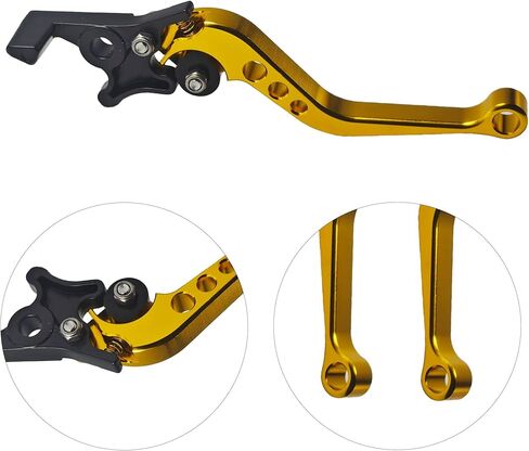 1 Pair Gold Motorcycle Brake Clutch Levers, CNC Aluminum Alloy Handle Set for Scooter Motorbike, Adjustable Replacement Parts in Saudi Arabia