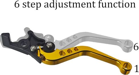 1 Pair Gold Motorcycle Brake Clutch Levers, CNC Aluminum Alloy Handle Set for Scooter Motorbike, Adjustable Replacement Parts in Saudi Arabia