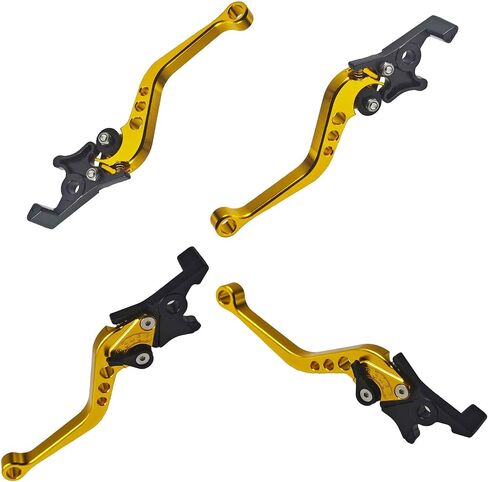 1 Pair Gold Motorcycle Brake Clutch Levers, CNC Aluminum Alloy Handle Set for Scooter Motorbike, Adjustable Replacement Parts in Saudi Arabia