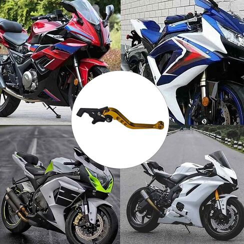 1 Pair Gold Motorcycle Brake Clutch Levers, CNC Aluminum Alloy Handle Set for Scooter Motorbike, Adjustable Replacement Parts in Saudi Arabia
