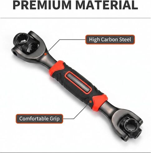 Universal Socket Wrench - 52-in-1 Multi Wrench Tool for Cars, Bikes & Home Repairs - Double Ended Dog Bone Wrenches with Magnetic Tip, Chrome Vanadium Steel, Fits Standard/Metric Bolts & Torx in Saudi Arabia
