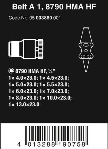 Wera Belt 1 Zyklop 1/4" Socket Belt Set with Holding Function Metric 05003880001 in Kuwait