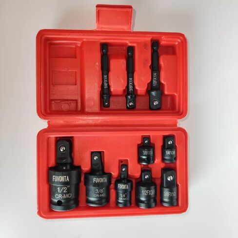 FUVONTA Impact Swivel Socket Adapter Set with Case - Universal Joint, Reducer & Drill Adapter (1/4" 3/8" 1/2") | CR-MO Steel for Automotive Repair, DIY Projects & Off-Road Emergencies (10 PC) in Kuwait