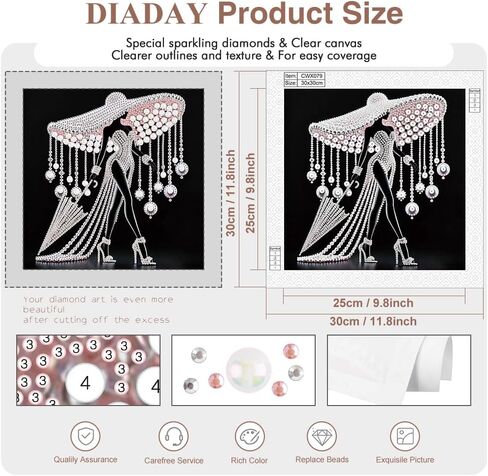 DIADAY 5D Goddess Special Shape Diamond Painting Kits, Elegant Woman Diamond Art Kits for Adults, DIY Crystal Rhinestones Diamond Dots Crafts, Home Wall Decor Gift 12 X 12 Inches in Saudi Arabia