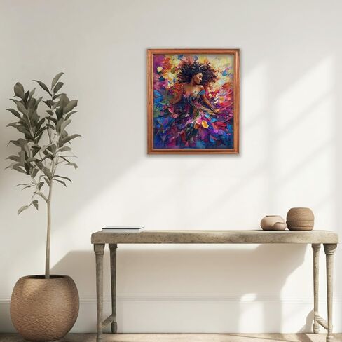 RLTXBUK Colorful Floral Black Woman Diamond Art Kits, African American Gifts Gem Diamond Painting Art Kits for Adults Kids Beginners, Black Women Girl Gifts 9.8x11.8 Inch in Saudi Arabia