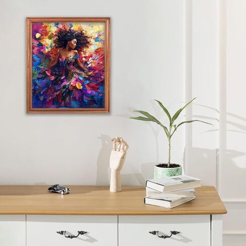 RLTXBUK Colorful Floral Black Woman Diamond Art Kits, African American Gifts Gem Diamond Painting Art Kits for Adults Kids Beginners, Black Women Girl Gifts 9.8x11.8 Inch in Saudi Arabia