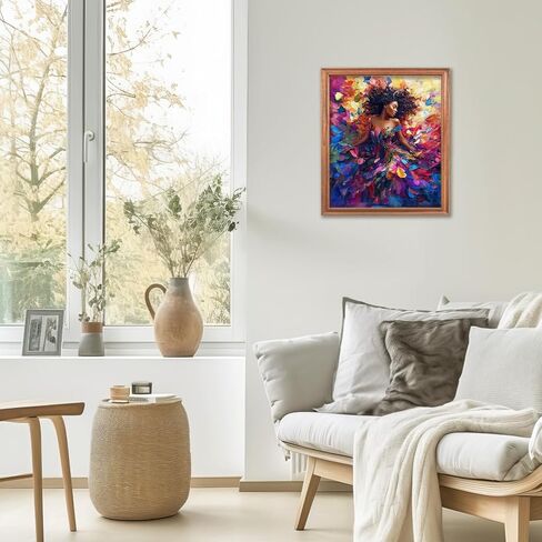 RLTXBUK Colorful Floral Black Woman Diamond Art Kits, African American Gifts Gem Diamond Painting Art Kits for Adults Kids Beginners, Black Women Girl Gifts 9.8x11.8 Inch in Saudi Arabia