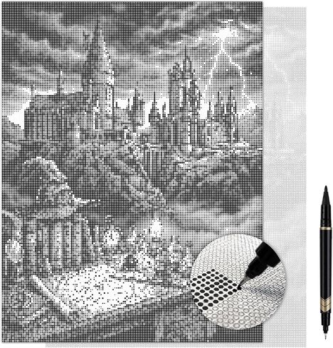 On The Dot Art Dot Painting Kit for Adults | The Wizards Gothic Castle Fantasy 13x17 Canvas w/Dual Tip Marker|Alternative to Diamond Painting| No Tiny Pieces No Mess Storybook Medieval Frameable Gift in Kuwait