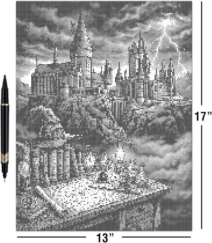 On The Dot Art Dot Painting Kit for Adults | The Wizards Gothic Castle Fantasy 13x17 Canvas w/Dual Tip Marker|Alternative to Diamond Painting| No Tiny Pieces No Mess Storybook Medieval Frameable Gift in Kuwait