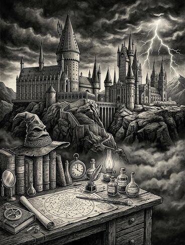 On The Dot Art Dot Painting Kit for Adults | The Wizards Gothic Castle Fantasy 13x17 Canvas w/Dual Tip Marker|Alternative to Diamond Painting| No Tiny Pieces No Mess Storybook Medieval Frameable Gift in Kuwait