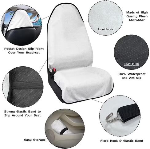 Black Leopard Print Car Front Seat Towel Cover After Gym Swimming Yoga, Waterproof Seat Protector Covers for Cars, Trucks, Vans & SUV, Sweat Towel for Car Seat Washable in Kuwait