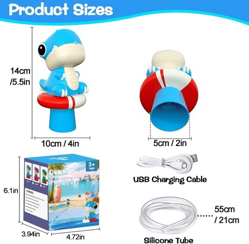 Battery Powered Dinosaur Water Table Pump Continuous Flow for Water Tables - Cordless, Rechargeable,No Damage Installation Outdoor Play Accessories for Kids (no Water Table Included) in Saudi Arabia