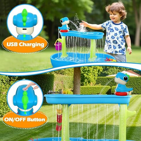 Battery Powered Dinosaur Water Table Pump Continuous Flow for Water Tables - Cordless, Rechargeable,No Damage Installation Outdoor Play Accessories for Kids (no Water Table Included) in Saudi Arabia