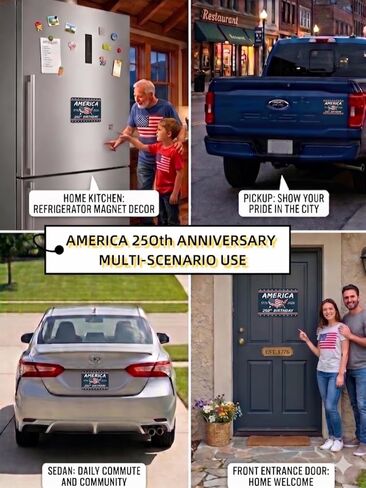 American Flag Magnet for Car, Patriotic Car Magnet for Truck, SUV, Fridge - Celebrate 250 Years of Independence, Liberty & National Pride in Kuwait