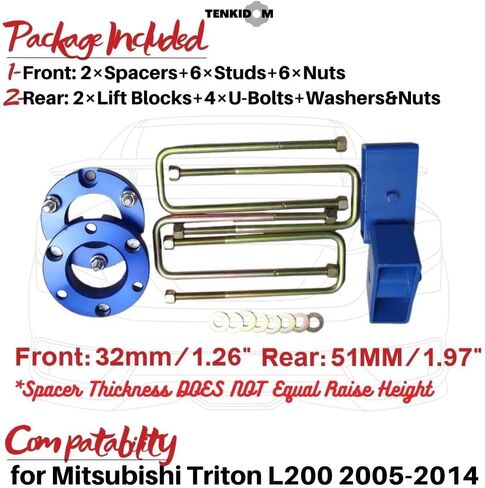 Leveling Kits Suspension compatible with Mitsubishi Triton L200 2005-2014 Front 32MM Rear 51MM in Saudi Arabia