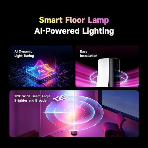 DREAME LED Floor Lamp for Living Room, RGB Color Changing Tall Light with 70 Effects, 1200LM 2700K-6500K Dual White, Music Sync, Works with Alexa Google Home, Matter Compatible, Modern Full-Metal in Saudi Arabia