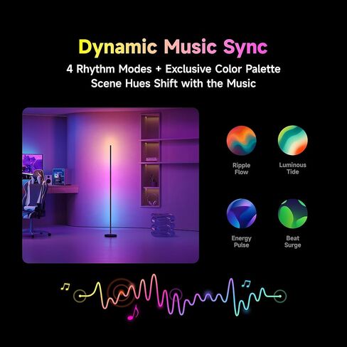 DREAME LED Floor Lamp for Living Room, RGB Color Changing Tall Light with 70 Effects, 1200LM 2700K-6500K Dual White, Music Sync, Works with Alexa Google Home, Matter Compatible, Modern Full-Metal in Saudi Arabia