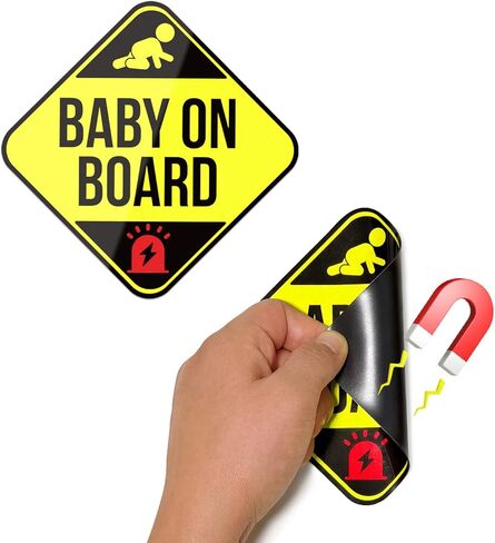 2PCS Baby on Board Signs for Car Magnet, Reflective Baby on Board Magnet for Car, Weather-Resistant Baby on Board Stickers for Car in Saudi Arabia