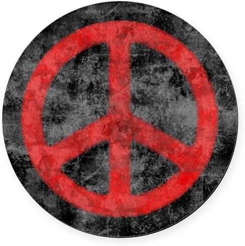 CafePress Distressed Red Peace Sign 5.5" Round Car Magnet Magnetic Bumper Display in Kuwait