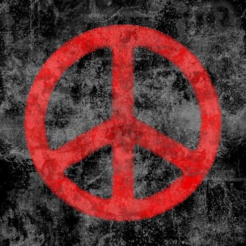 CafePress Distressed Red Peace Sign 5.5" Round Car Magnet Magnetic Bumper Display in Kuwait