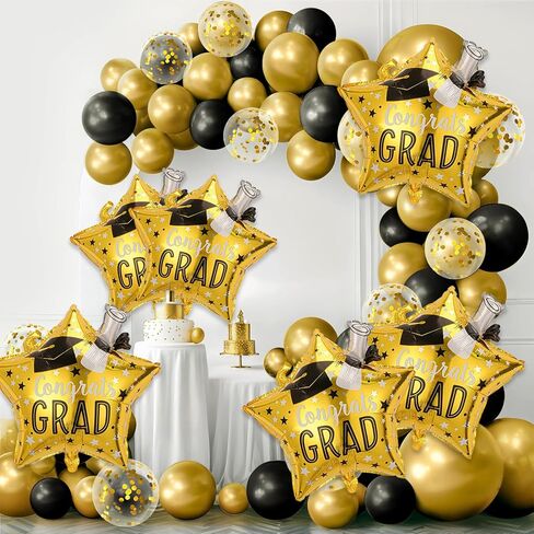 Congrats Grad Balloons - Pack of 6, Gold Star Balloon, Graduation Mylar Balloons Class of 2026 for Graduation Decorations 2026 in Saudi Arabia