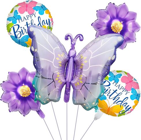 Purple Number Balloon Set Pink Purple Butterfly Balloons And Circular Balloons Butterfly Themed Parties Baby Showers Girls'Birthdays Parties Anniversaries Wedding Supplies Dcoration in Kuwait