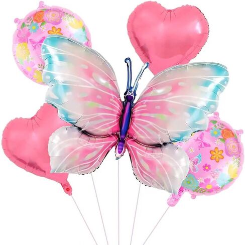 Purple Number Balloon Set Pink Purple Butterfly Balloons And Circular Balloons Butterfly Themed Parties Baby Showers Girls'Birthdays Parties Anniversaries Wedding Supplies Dcoration in Kuwait