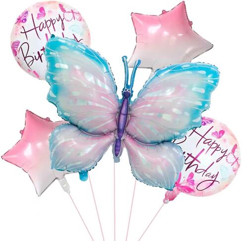 Purple Number Balloon Set Pink Purple Butterfly Balloons And Circular Balloons Butterfly Themed Parties Baby Showers Girls'Birthdays Parties Anniversaries Wedding Supplies Dcoration in Kuwait