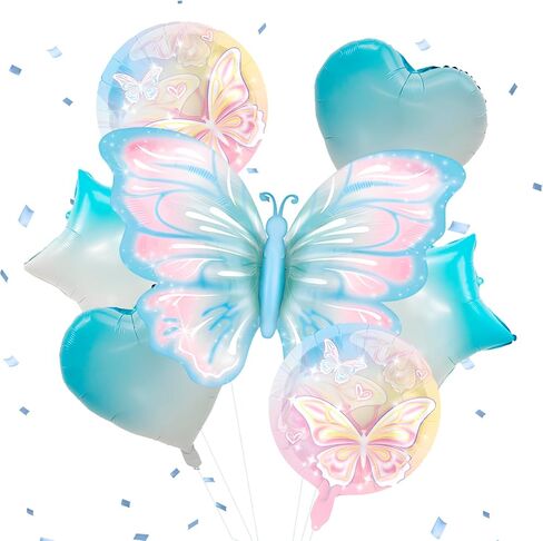 Purple Number Balloon Set Pink Purple Butterfly Balloons And Circular Balloons Butterfly Themed Parties Baby Showers Girls'Birthdays Parties Anniversaries Wedding Supplies Dcoration in Kuwait