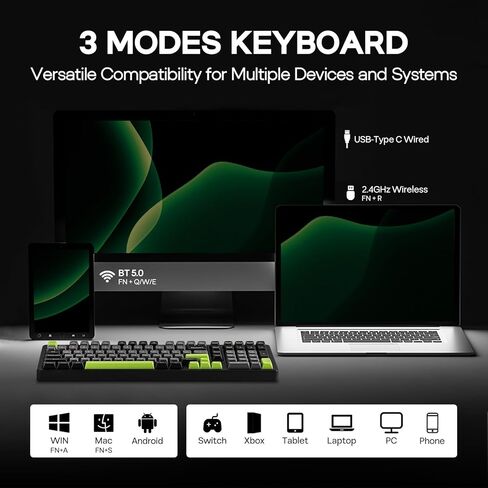 Blade101 Wireless Aluminum Gaming Keyboard, BT5.0/2.4GHz/USB-C Hot Swappable Custom Mechanical Keyboard with 8000mAh Battery, Gasket Structure, RGB Backlit, NKRO for Win/Mac (Blue) in Saudi Arabia