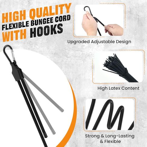 4 Pcs 72 Inch Adjustable Bungee Cord with Hooks, Easy to Adjust from 7" to 72", Heavy Duty Outdoor Carabiner Bungee Cord with Dual Adjustable Ends for Cargo Bike Luggage Carts Truck (Black) in Saudi Arabia
