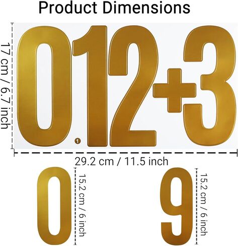 12 Sheets 6 Inch Large Number Stickers in Gold, Self-Adhesive and Waterproof Numbers Stickers Decals for Scrapbooking, Mailbox, Poster, Notice Board, Outdoor in Saudi Arabia