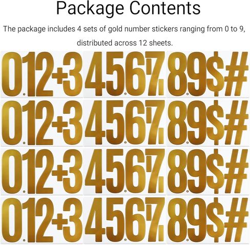 12 Sheets 6 Inch Large Number Stickers in Gold, Self-Adhesive and Waterproof Numbers Stickers Decals for Scrapbooking, Mailbox, Poster, Notice Board, Outdoor in Saudi Arabia