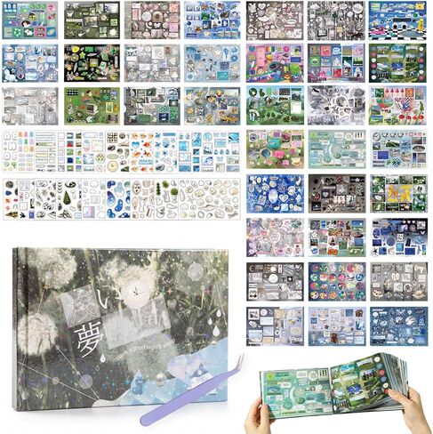 1000+Pcs Dreamcore Japanese Stickers Book, 72 Sheets Different Style Japanese Stickers Book for Journaling Scrapbooking Supplies, Aesthetic Sticker Book with Writing Paper Sheets in Saudi Arabia